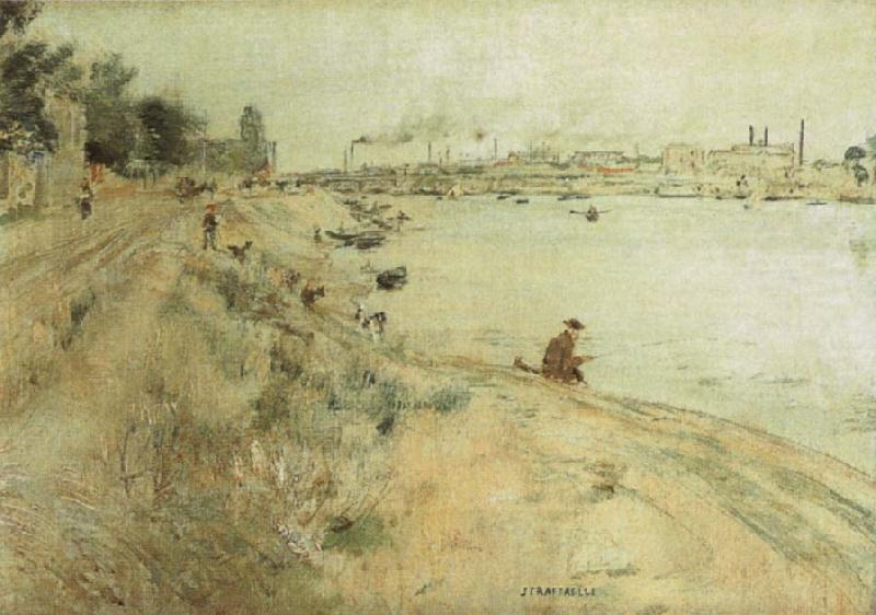 Jean-francois raffaelli Fisherman on the Bank of The Seine oil painting picture